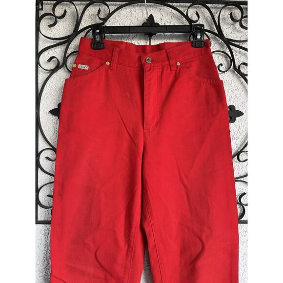 Vintage Escada Straight Leg, High Waisted Jeans - Size 38/ US 8 - Red - Picture 2 of 11